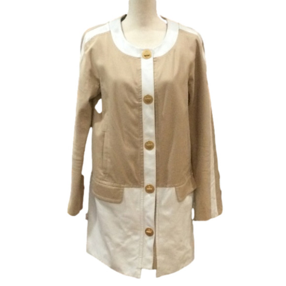 𝅺Anthropologie Leifsdottir Cotton Twill and Leather Coat, Size 8 - Picture 1 of 11